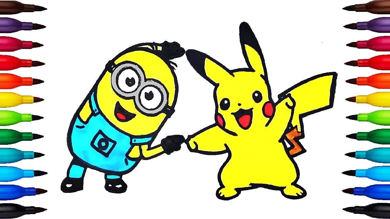 1280x720 How To Paint Minion And Pikachu Coloring Pages For Kids