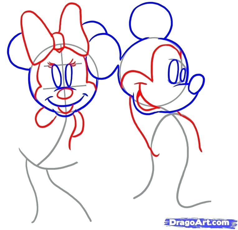 764x737 Minnie And Mickey Mouse Drawing How To Draw Mickey And Step