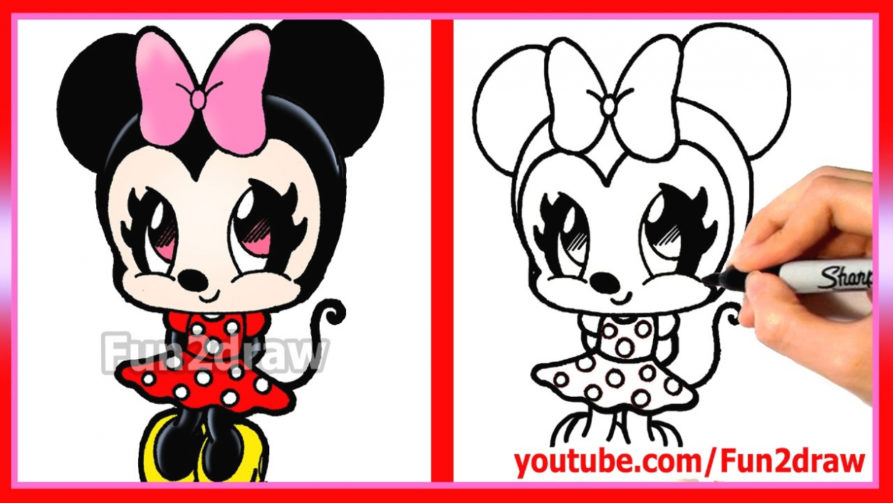 893x503 Coloring For Kids How To Draw Minnie Mouse Step
