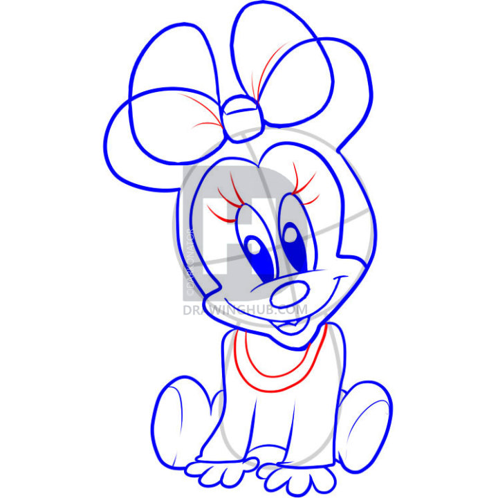 720x720 How To Draw Baby Minnie Mouse, Step
