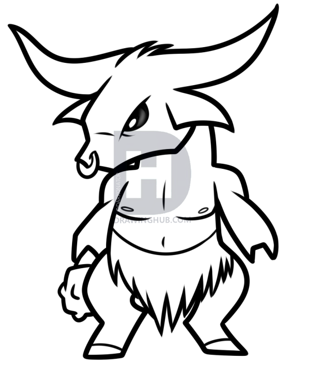 609x720 How To Draw A Chibi Minotaur, Step