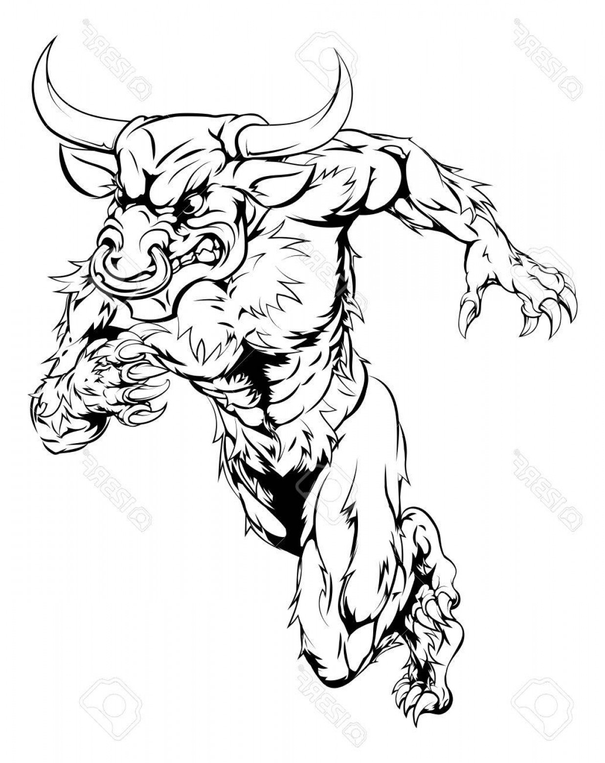 1237x1560 Photostock Vector A Bull Man Minotaur Character Or Sports Mascot