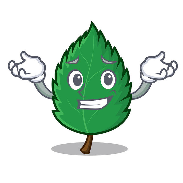 600x600 Grinning Mint Leaves Character Cartoon Art Print