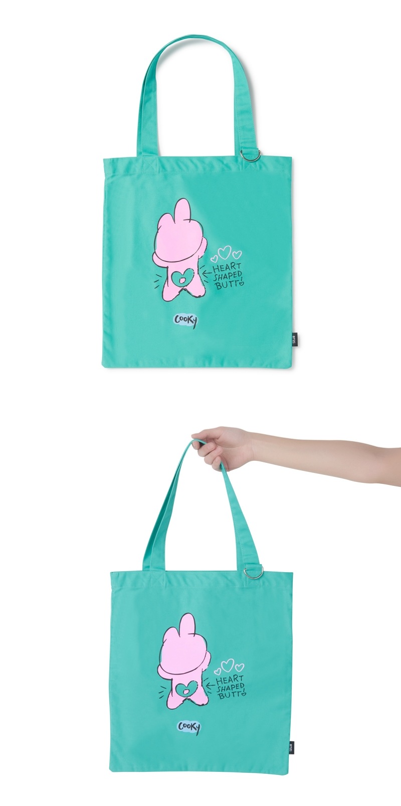 800x1606 Cooky Illustration Drawing Eco Bag Mint Bts Authentic