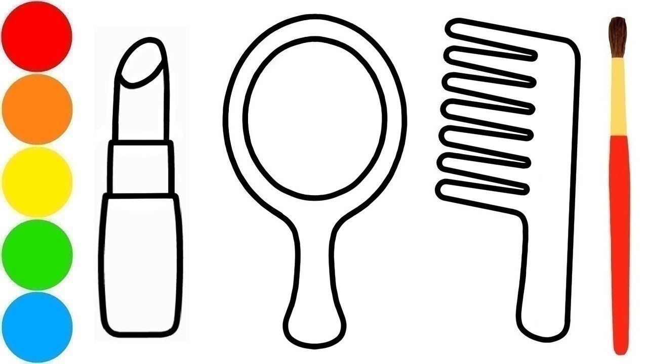 1280x720 Coloring Lipstick, Mirror Comb For Kids And Drawing For Toddlers