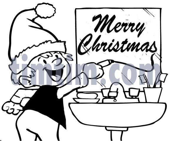 577x480 Free Drawing Of A Bathroom Christmas Bw From The Category