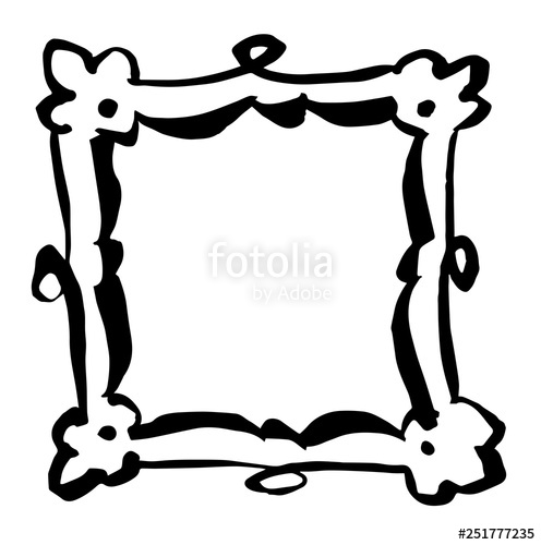 496x500 Cute Cartoon Ornamental Baroque Mirror Frame Stock Photo