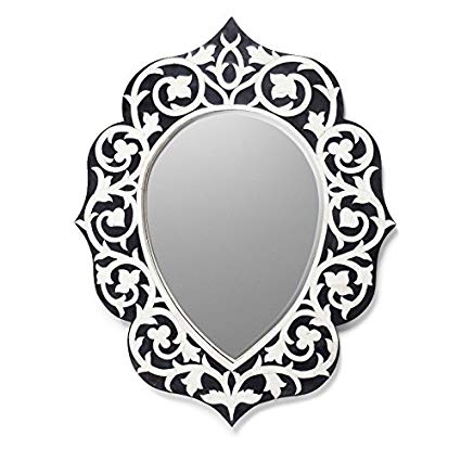 425x425 Antique Rustic Bone Inlay Mirror Frame Black Handmade