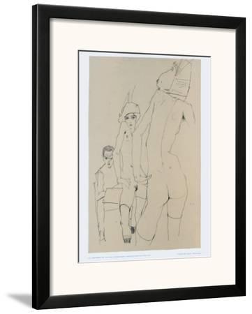 361x450 Schiele Drawing A Model In Front Of A Mirror, Framed Art Print