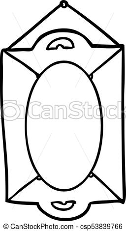 256x470 Line Drawing Of A Framed Old Mirror