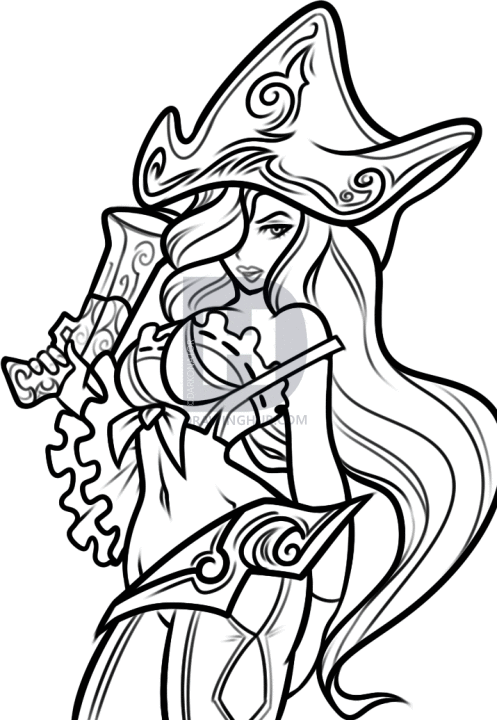 497x720 How To Draw Miss Fortune, League Of Legends, Step