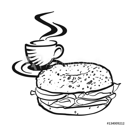 500x500 kaffee oder tee mit bagel logo