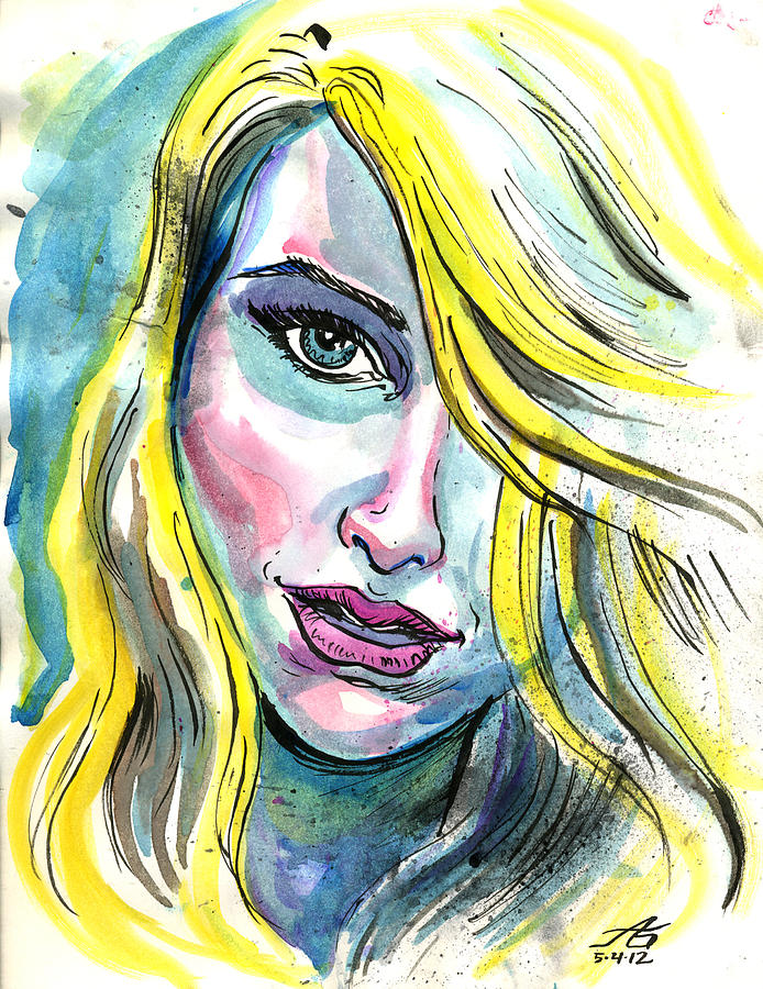 694x900 Blue Water Blonde Mixed Media