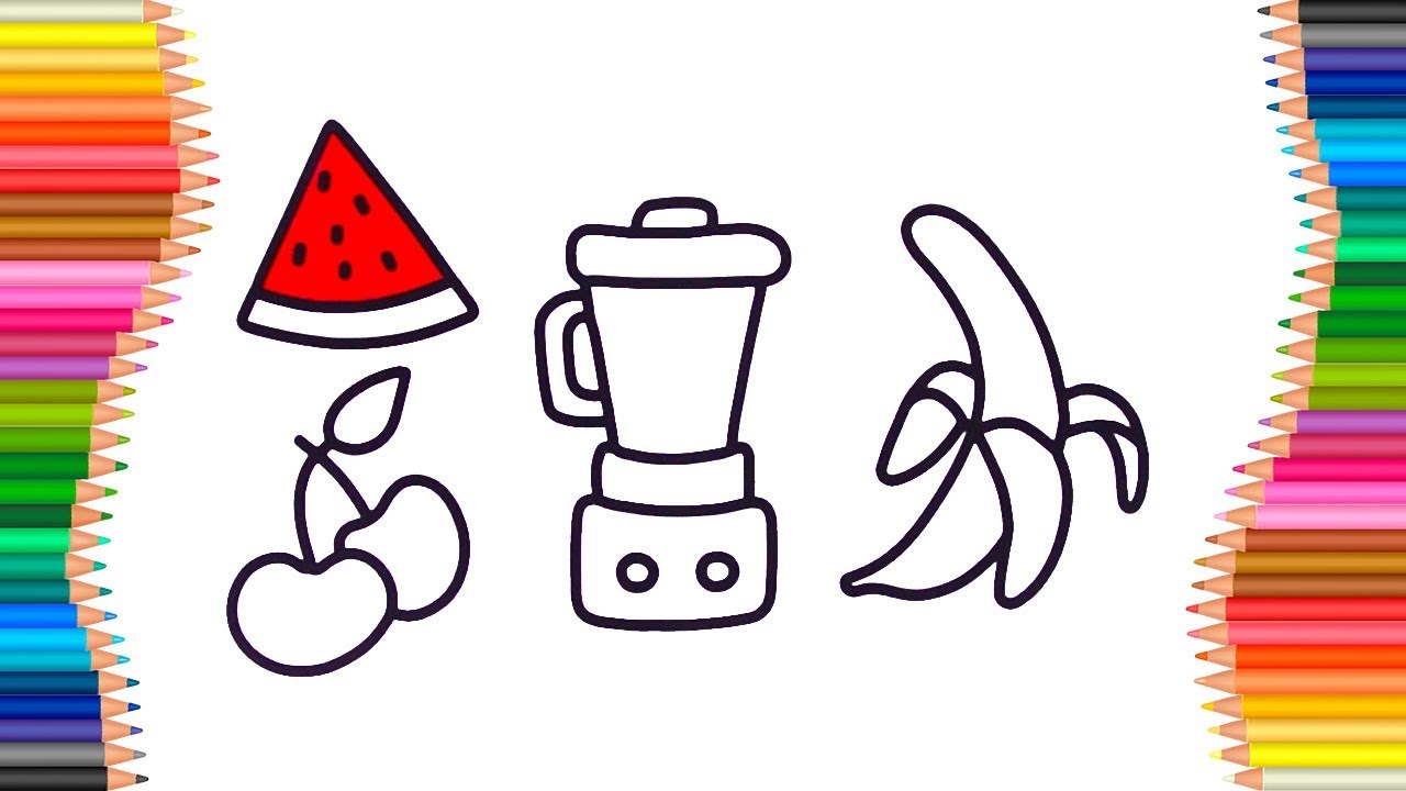 1280x720 How To Draw Mixer, Fruits And Juice Coloring Pages For Kids