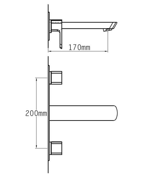 500x600 Tre Mercati Vamp Hole Wall Mounted Basin Mixer Tap