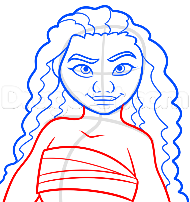 754x803 How To Draw Moana, Step