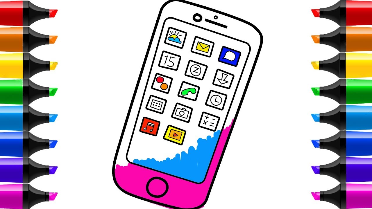 1280x720 How To Draw Iphone, Mobile Phone, Ballons Coloring Book