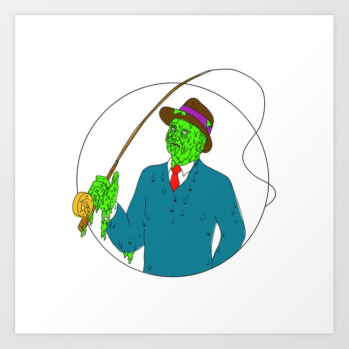 700x700 Mobster Fisherman Fly Rod Reel Grime Art Art Print