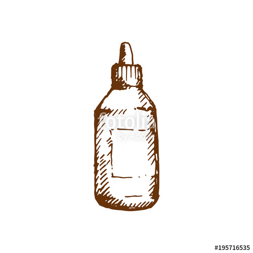 500x500 hand drawn dropper bottle for medical or cosmetic fluid, drops