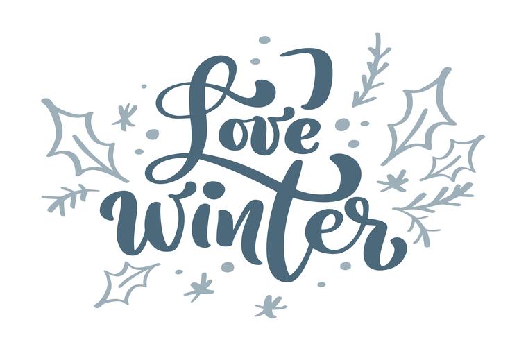 735x490 Love Winter Blue Christmas Vintage Calligraphy Lettering Vector