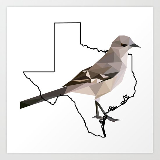 550x550 Texas Northern Mockingbird Art Print