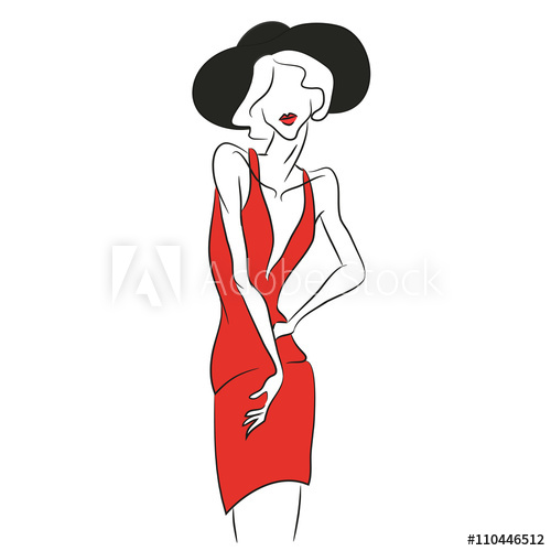 500x500 Vector Fashion Sketch Beautiful Model Posing