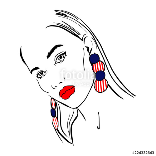 500x500 Fashion Woman With Red Lips Beautiful Woman Wearing Red Stripped