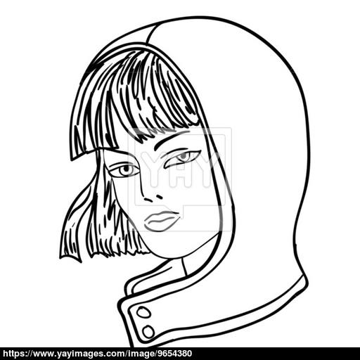 512x512 Hand Drawn Fashion Model Vector Illustration Woman's Face Vector