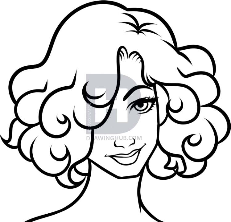 749x720 How To Draw Curly Hair, Step