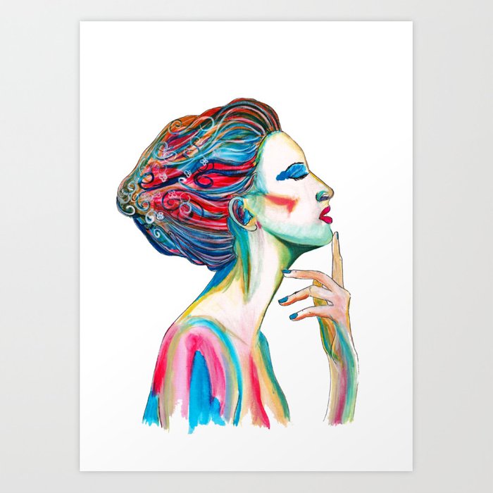 700x700 Colorful Ink Drawing Of A Women, Ink Art, Girl Illustration
