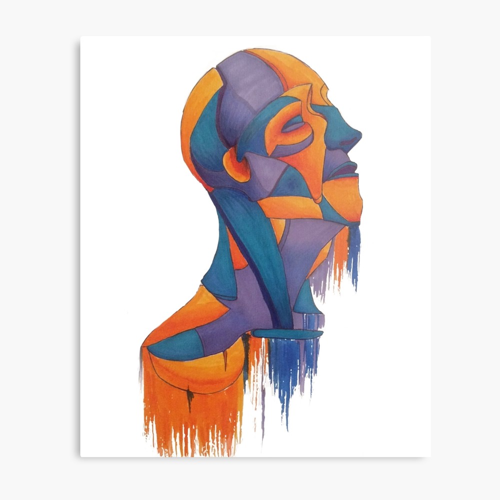 1000x1000 Dripping Melting Face Man Modern Art Drawing