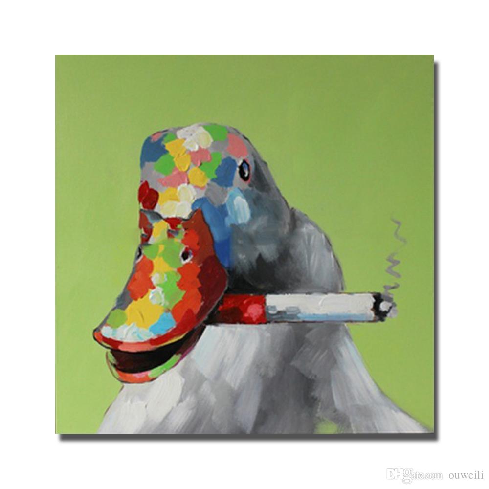 1000x1000 Hand Drawing In High Quality Animal Duck Smoking Oil Painting