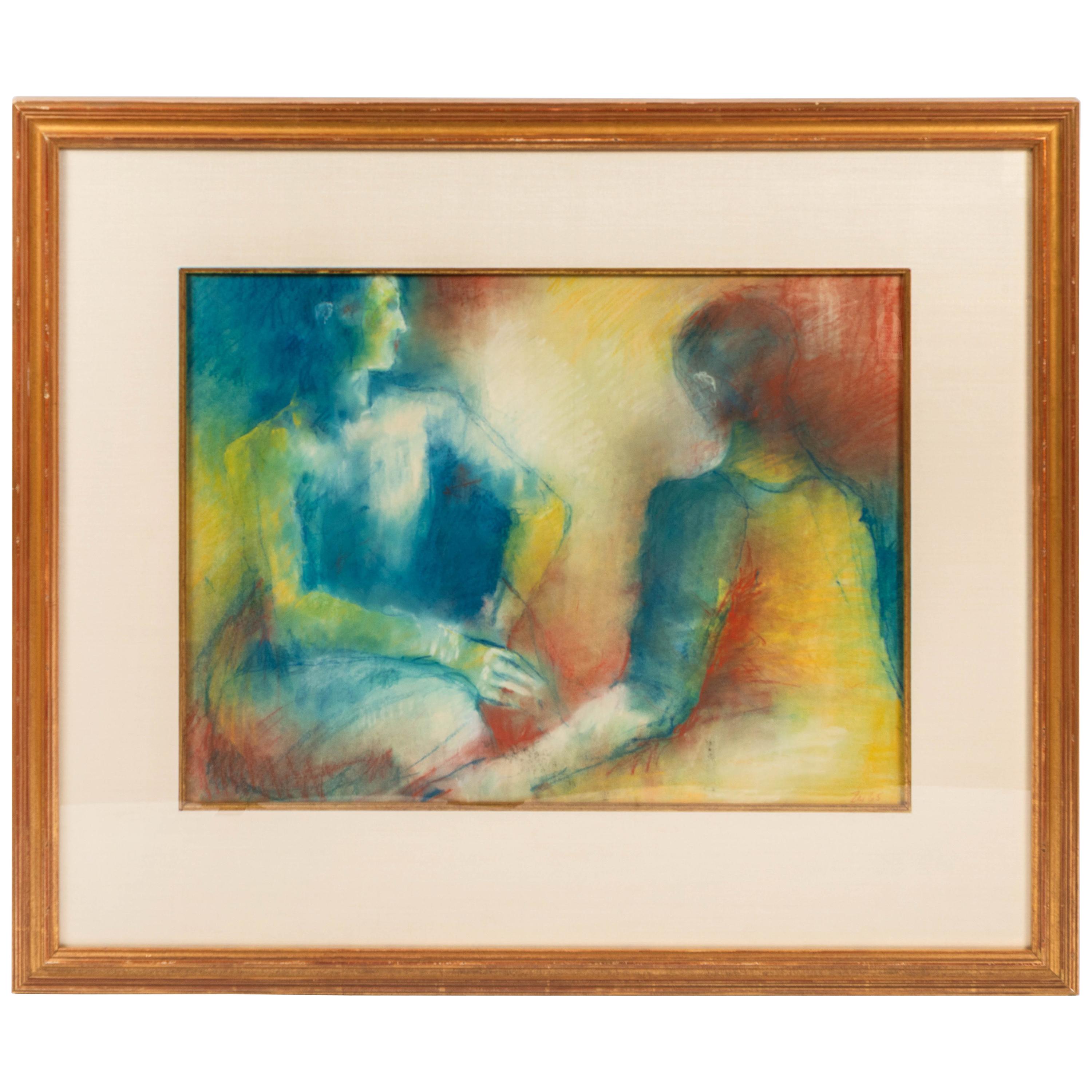 3000x3000 Original Pastel Drawing Of Figures, Signed