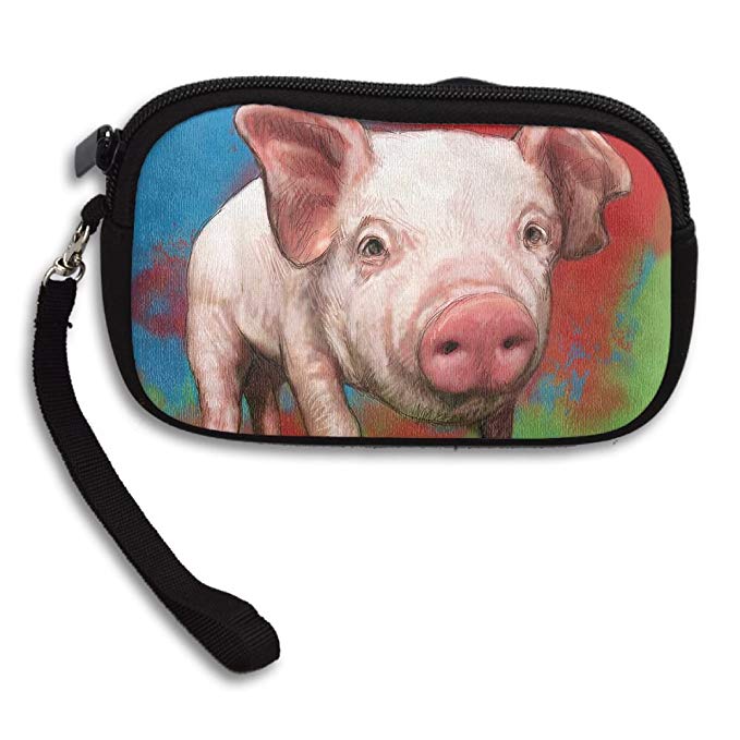 679x679 Womens Small Wallet Cute Pig Modern Art Drawing Zipper Card Purse