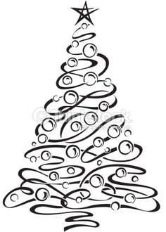 Modern Christmas Tree Drawing