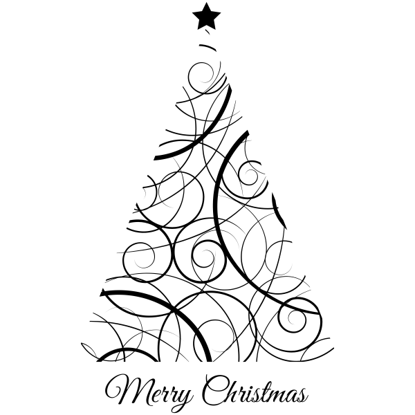 600x600 Modern Swirls Christmas Tree Craft Stamp