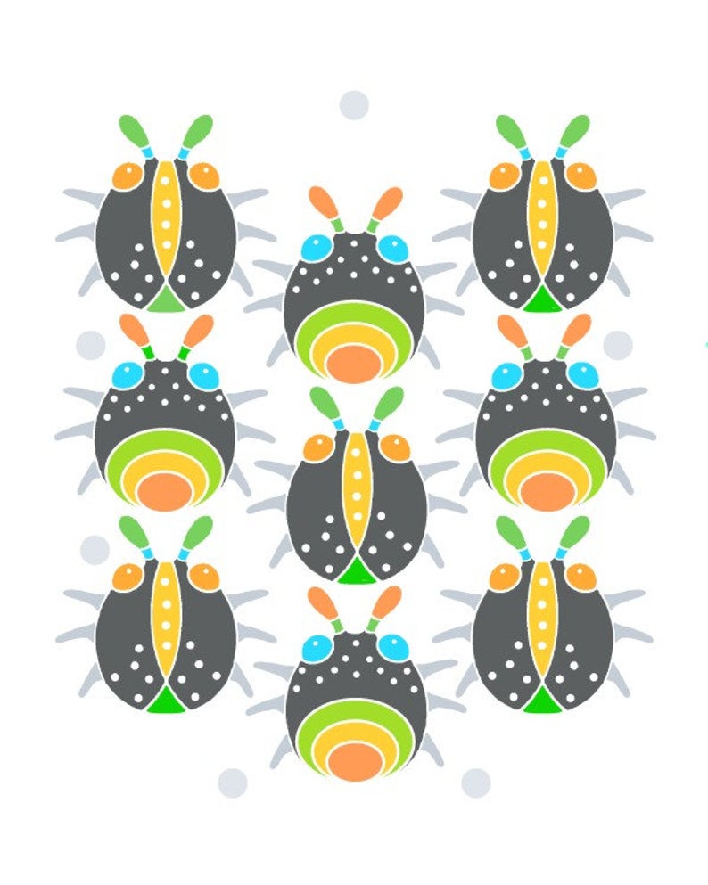 794x993 Modern Art Print Cute Bug Illustration Insect Drawing Kitchen Etsy