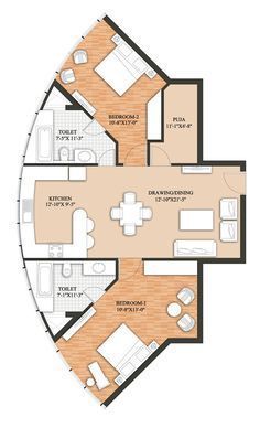 236x388 Bedroom Apt Plans