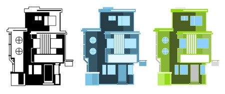 450x189 Stylized Modern House Vector Design Element, Several Color