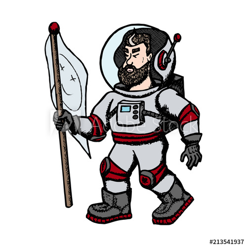 500x500 Vector Astronaut Modern Creative Illustration Men With Flag