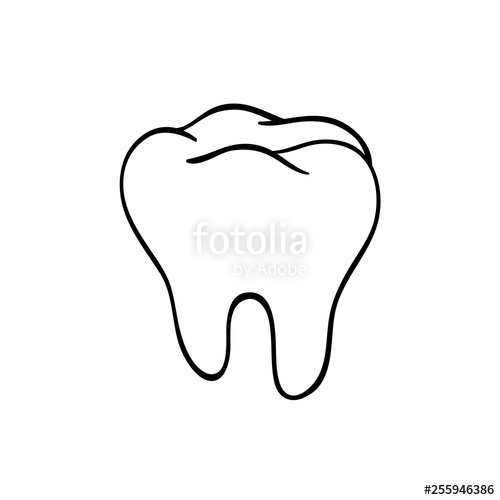 500x500 Tooth Logo Hand Drawn Black Lines Sketch Molar Doodle Drawing
