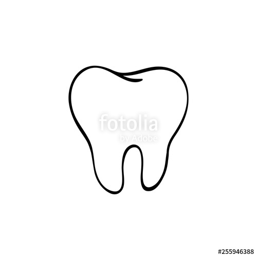 500x500 Hand Drawn Dental Clinic Logo Black Lines Sketch Molar, Tooth