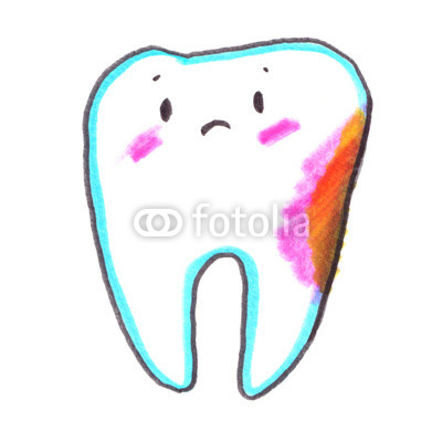 400x400 Cute Cartoon Character Confused Sad Dirty Molar Tooth With Cavity