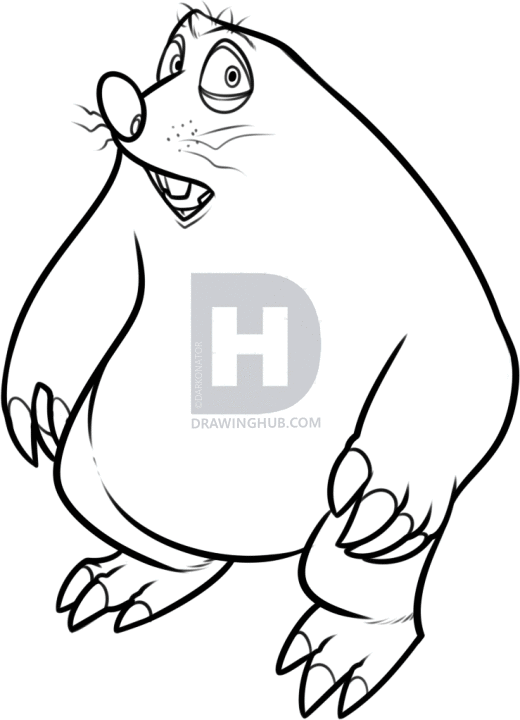 520x720 How To Draw Mole From The Nut Job, Step