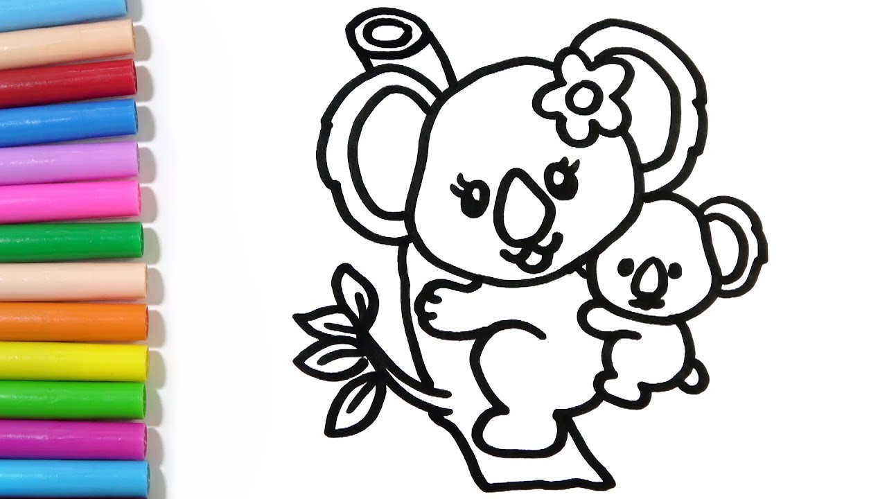 1280x720 How To Draw Cute Mother And Baby Koala Hde
