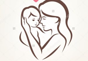 300x210 Mother's With Baby Sketch Tender Moment Mother Holding Child
