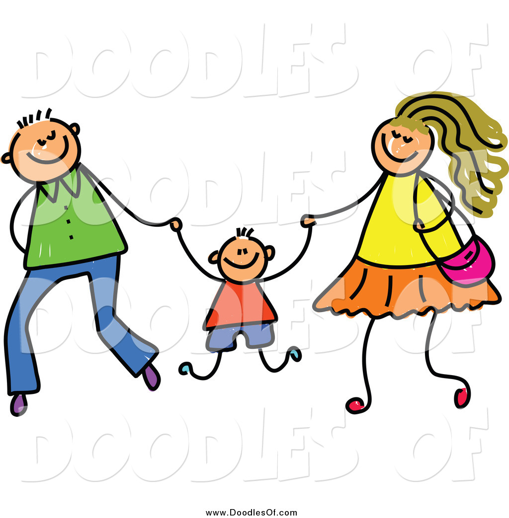 1024x1044 Vector Clipart Of A Doodled Mom And Dad Swinging Their Son