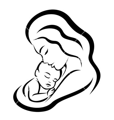 380x400 Mother Child Outline Drawing