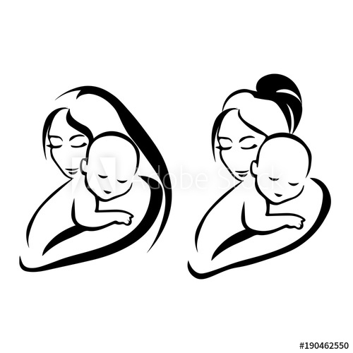 500x500 Mom And Baby Drawing Silhouette
