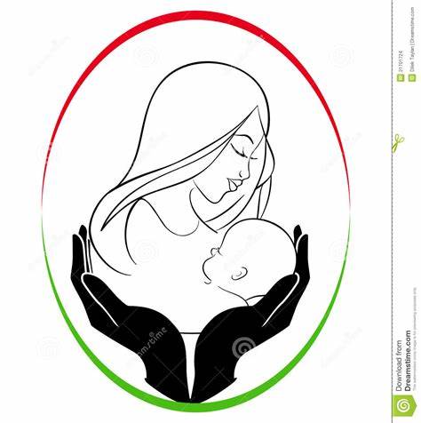 474x476 Indian Mother With Baby Drawing